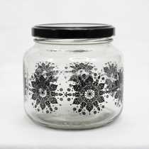500ml Glass Jar (printed) Black Lid