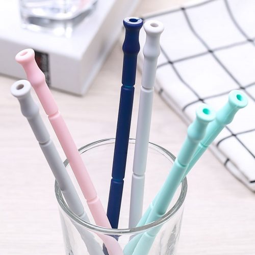 Glass with multiple Silicone Straws