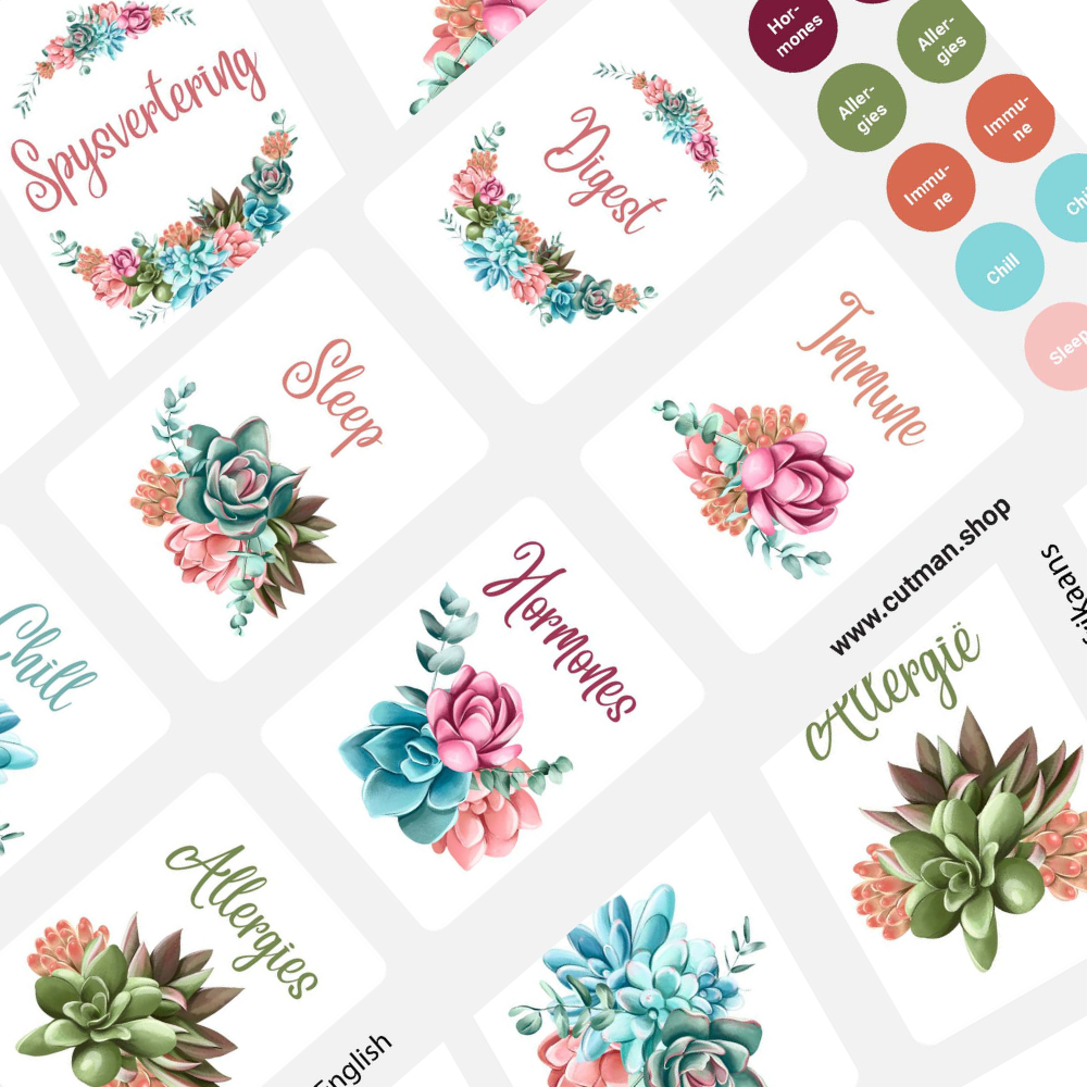 Succulent Stickers roller bottle