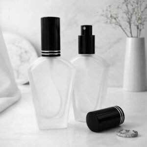Inca 50ml Perfume Bottle Black frosted glass fragrance spray bottle with black atomiser and cap