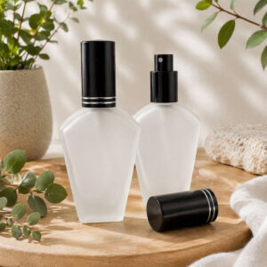 Inca 50ml Perfume Bottle Black frosted glass fragrance spray bottle with black atomiser and cap