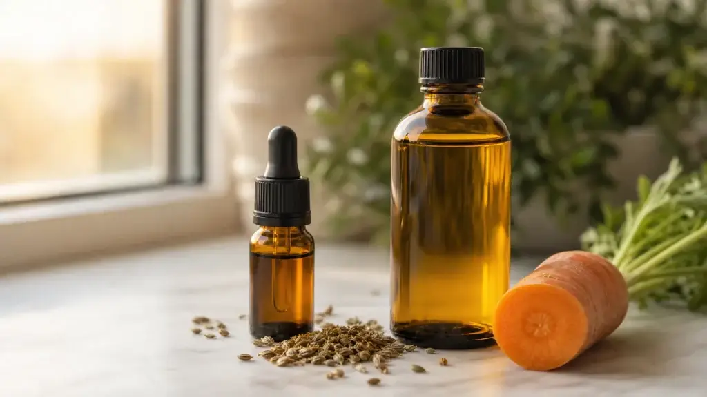 Carrot Seed Oil, Essential Oil Vs Carrier Oil, Benefits for Skincare, carrot seed essential oil